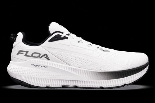 FLOA Phantom 5 white running shoe, side profile